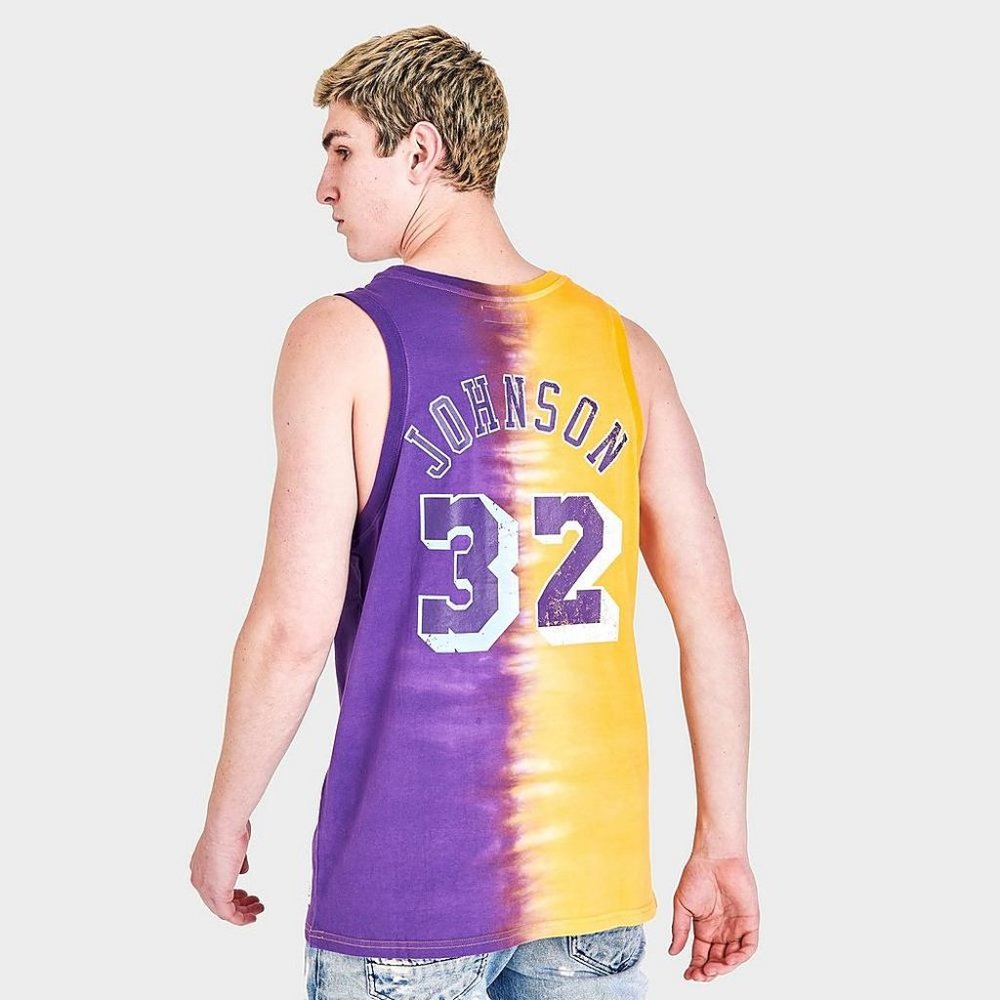 Mitchell & Ness Los Angeles Lakers Magic Johnson Tie Dye Tank Top Jersey Medium - Picture 3 of 6